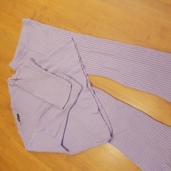 Lilac Ribbed Wide Leg Set - Picture 2 of 5
